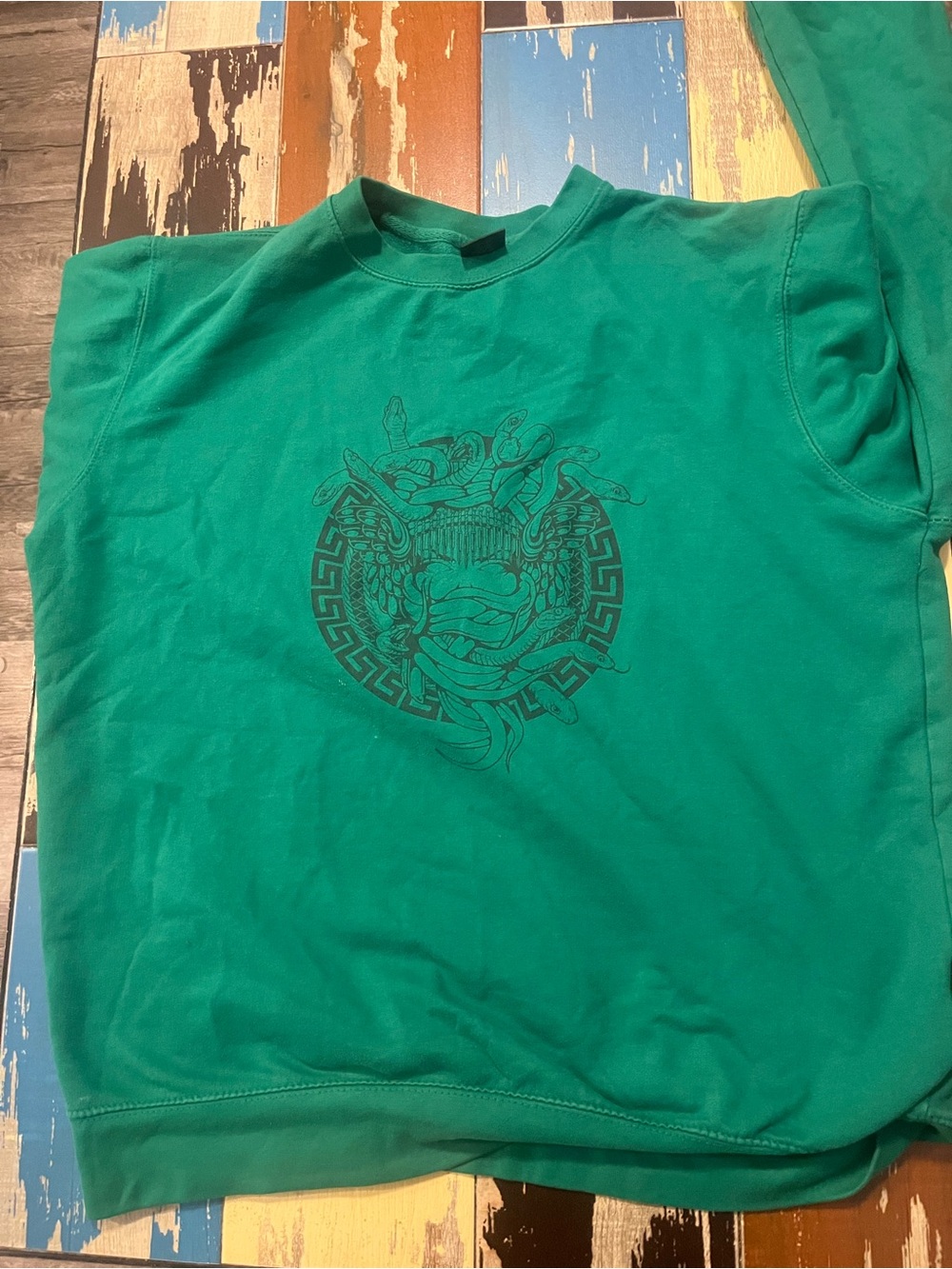 Crooks & Castles Green Crewneck Sweatshirt with Black Graphic